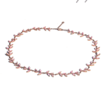 Enchanted Peony Petals- Pink blush necklace. Pink Gold neck lace with enamel. สร้อยตอ รูปใบไม้ กลีบดอก พีโอนี ไล่สี อินาเมล เคลือบ งาน Hand made beautiful